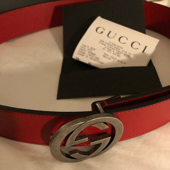 GUCCI Interlocking G Logo Leather Belt - Picture 3 of 6